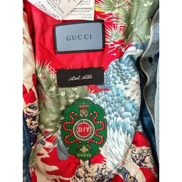 Gucci Blue DIY Custom Embroidered Patch Denim Jacket - Picture 4 of 7